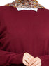Brick Red Round Knit Pullover - Khotwh
